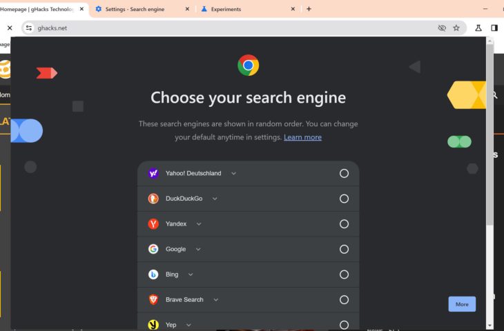Chrome zoekmachine kiezen