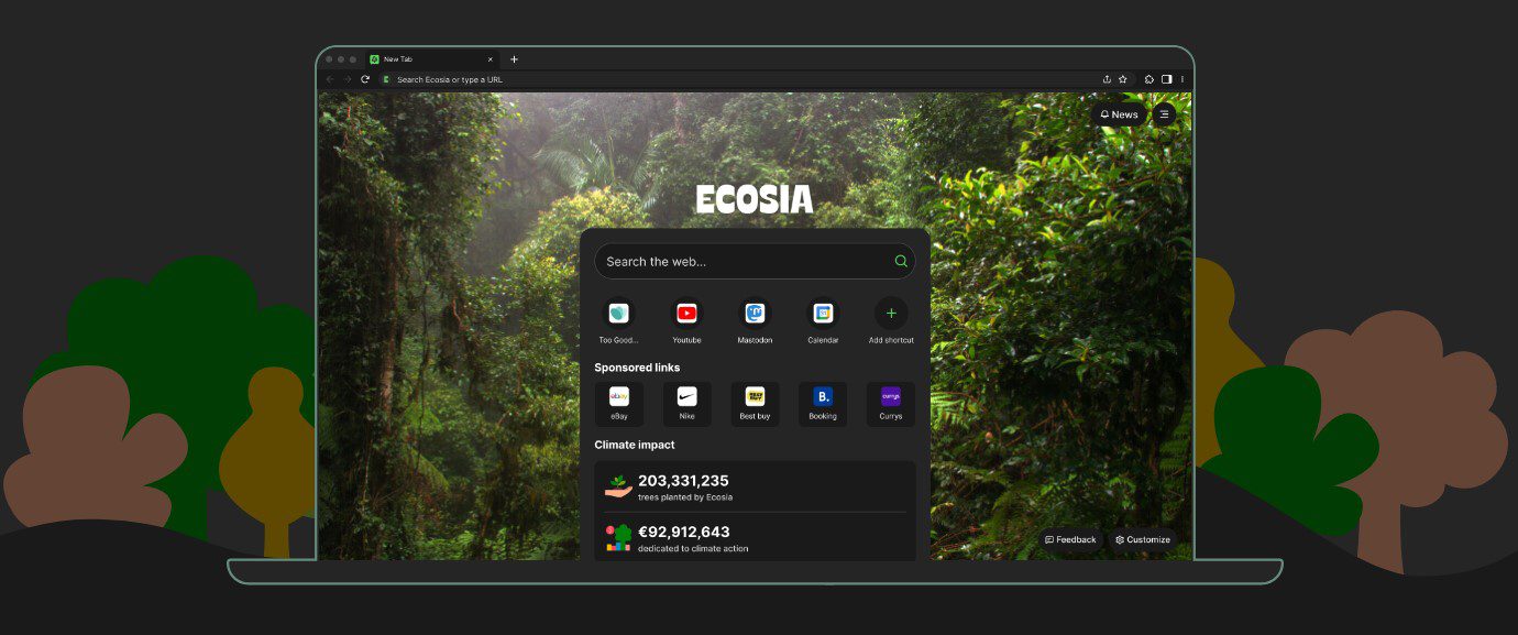 ecosia, web, browser, duurzaamheid