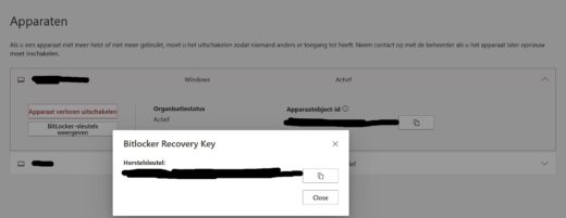 bitlocker herstelsleutel