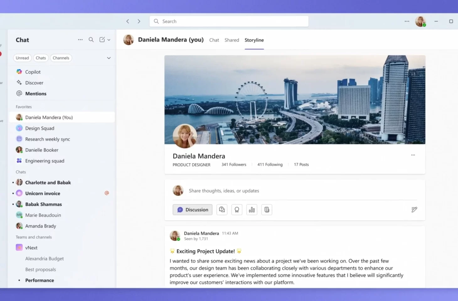 Microsoft Teams krijgt een Storyline-feed en volgknop