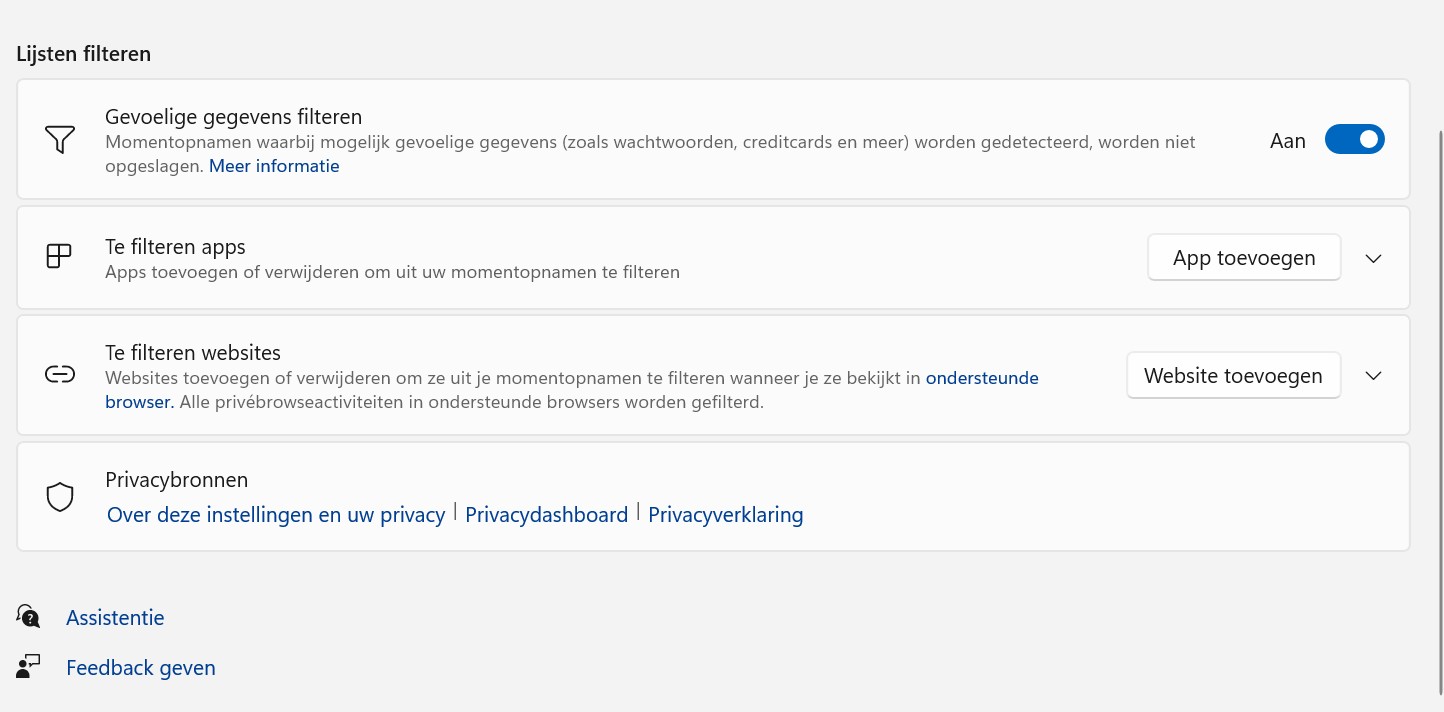 recall filteren