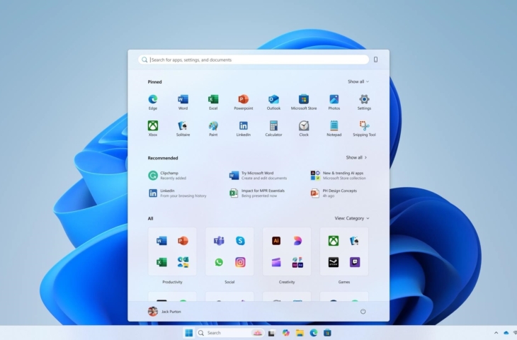 Windows 11 startmenu