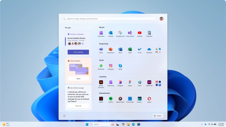 Voor jou sectie in Windows 11 startmenu