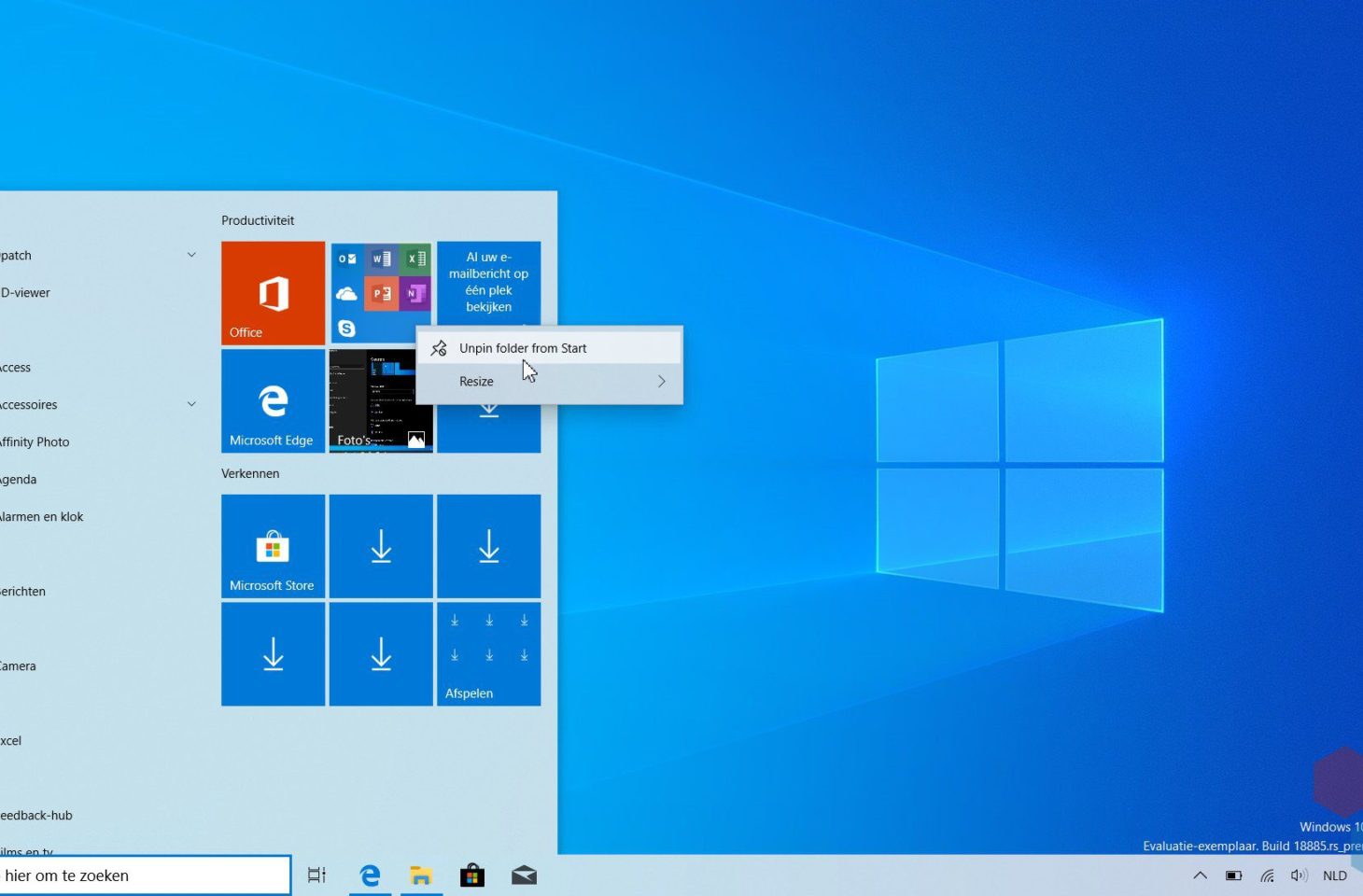 Windows 10 1903 startmenu
